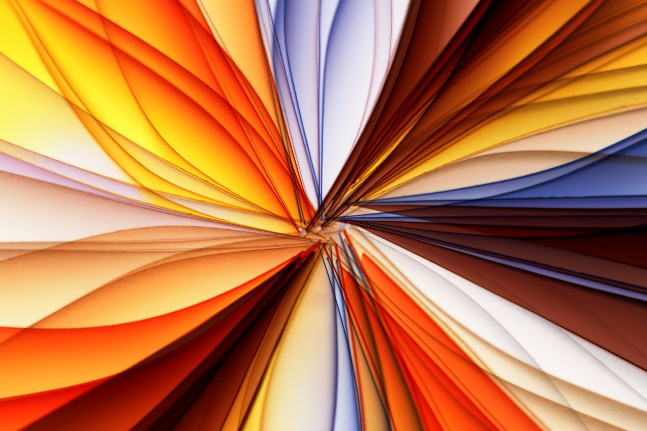 Colorful abstract art of folded paper creating a dynamic visual pattern.